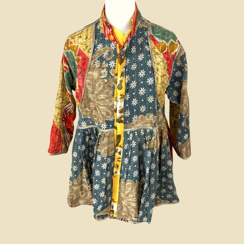 Kanthaโ vintage quilted NWOT SZ Med/LGE Reversible floral duster jacket